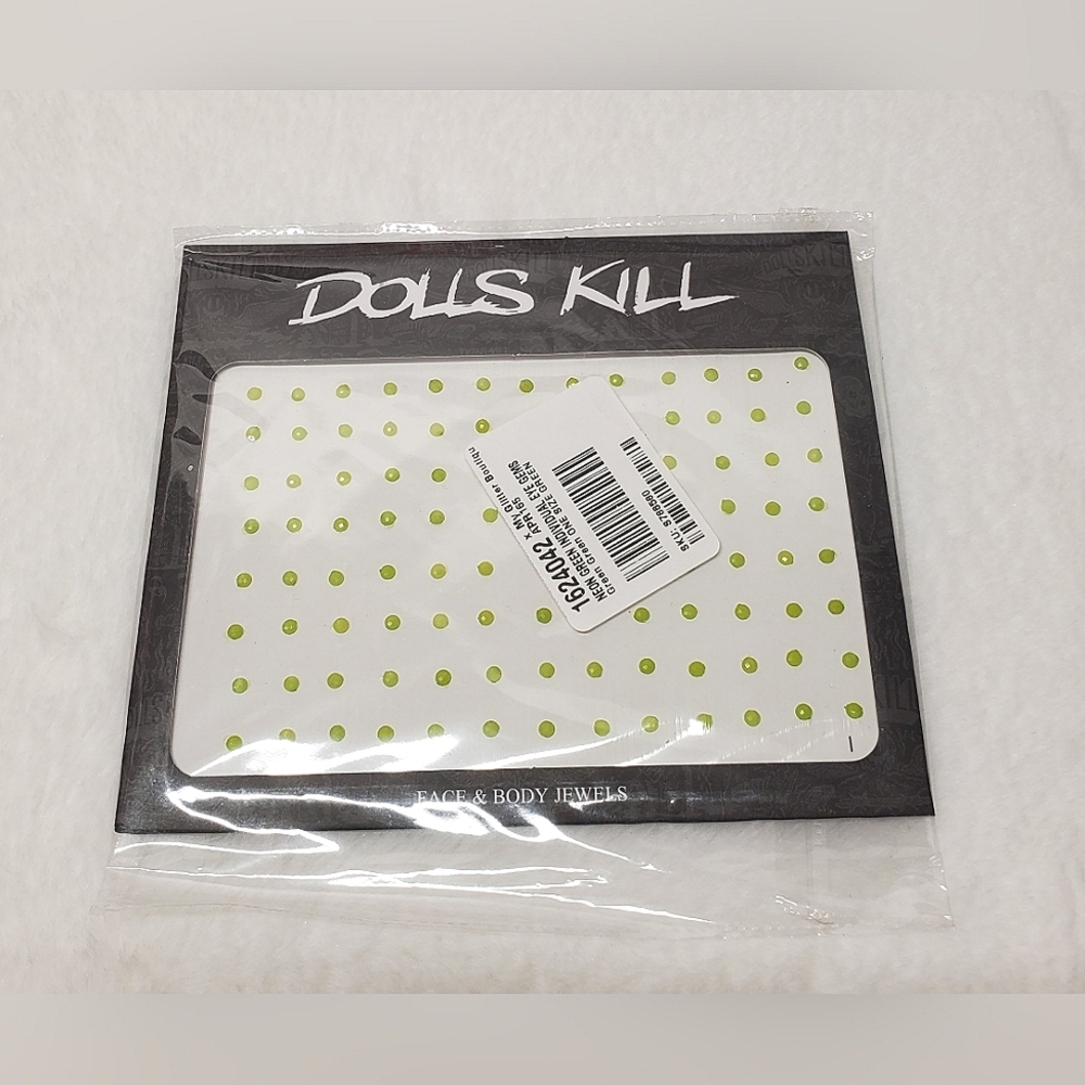 New Y2K Dolls Kill Neon Green Face and Body Jewels